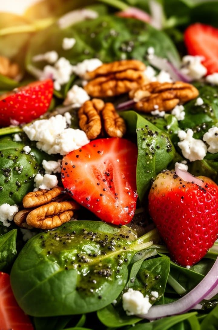 Spinach Strawberry Salad with Poppy Seed Dressing