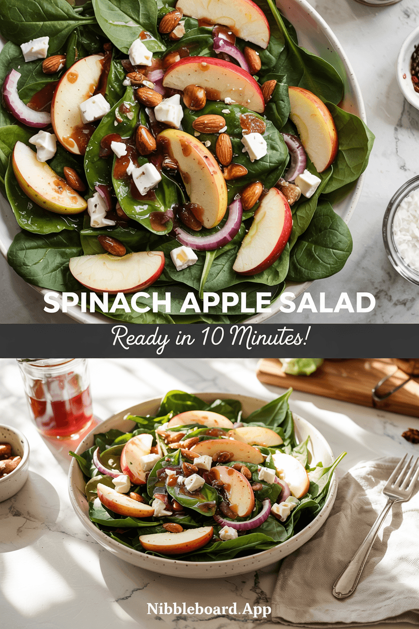 Spinach Salad with Apple, Feta, and Toasted Almonds